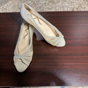 Sparkly Gold / Silver Nina Wedge with Crystals 9.5